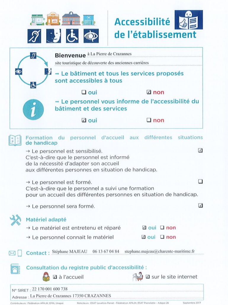 Fiche accessibilité établissement